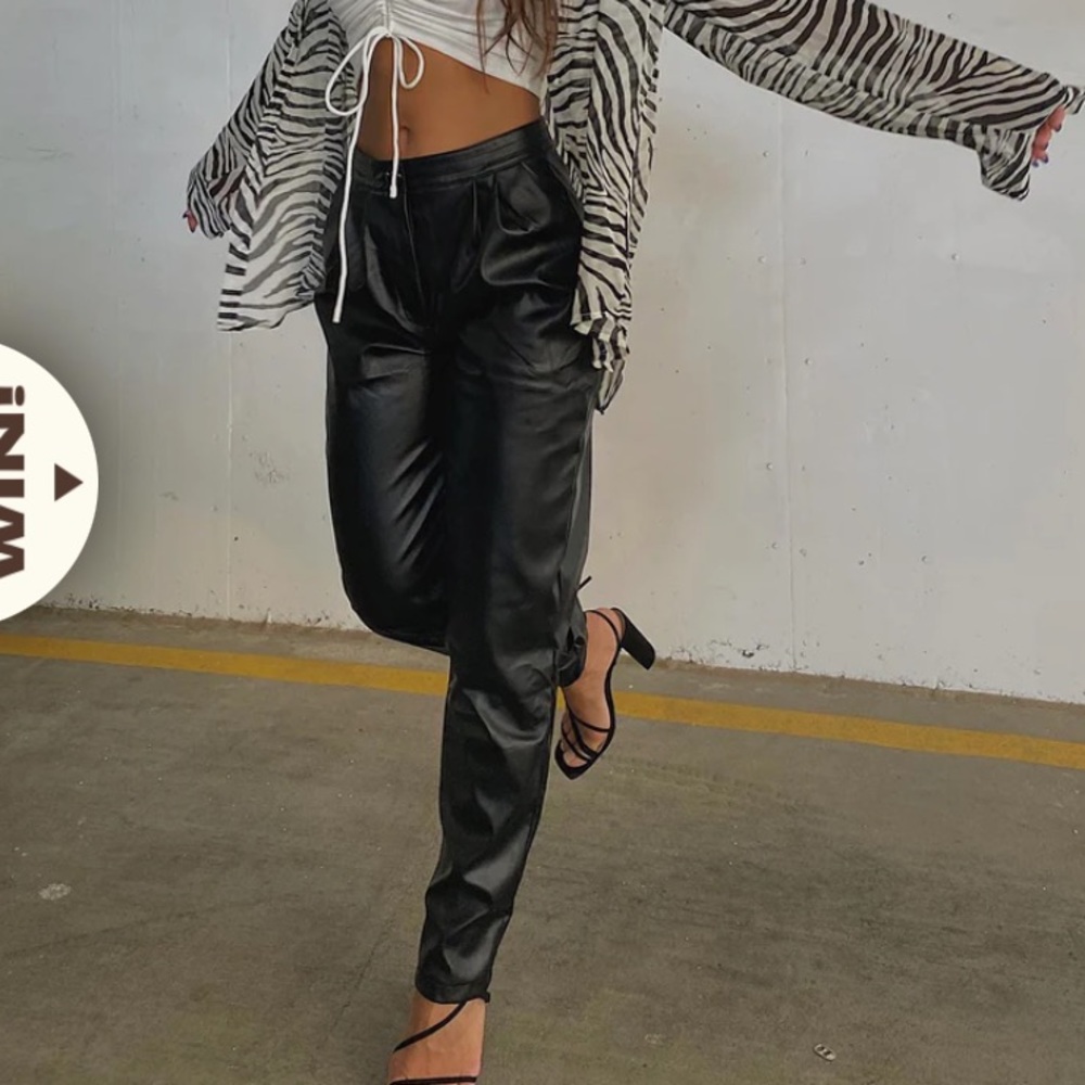 Princess Polly Love Club pants faux leather vegan black size 8